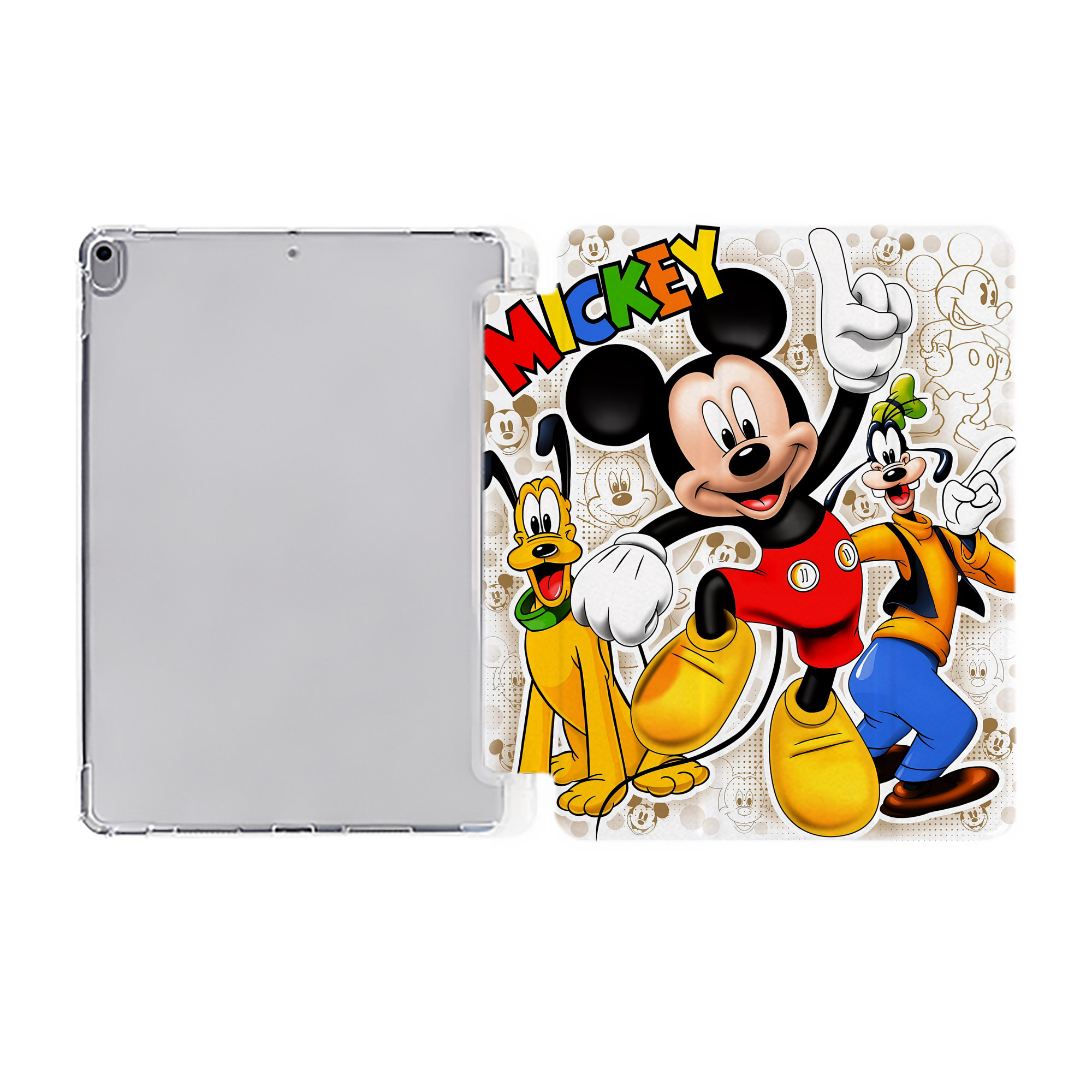 （画像用） ミッキーマウス Mickey Mouse IPad ケース ペン収納付き 三つ折りスタンド PUレザー×シリコン 対応機種9.5/10.5/10.9インチ